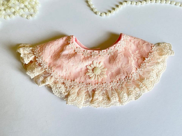 Pink, Off White / Baby Bib, Baby False Collar, Removable Collar (BW006-baby bib)