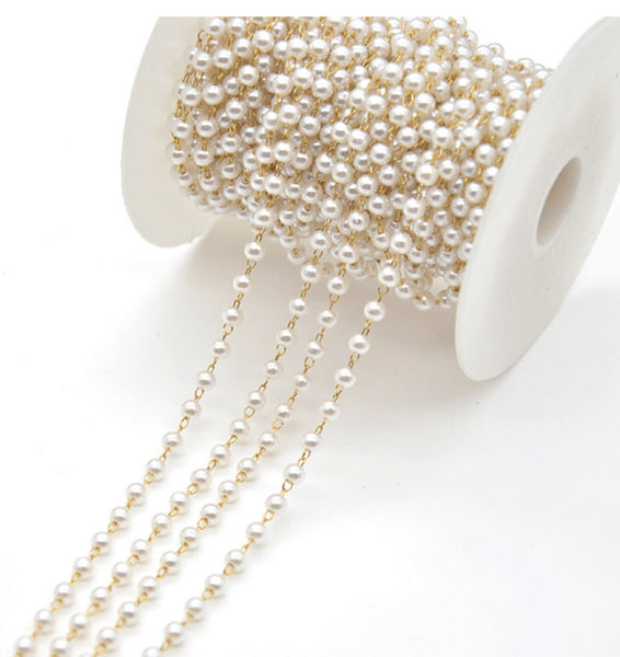 2 Meters / 4mm, 6mm / DIY White Pearl Chain