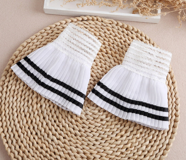 Pure White, Black/ Fake Lace Wrist Cuffs, Fake Sleeve Cuffs, False Wrist Cuffs, Removable Wrist Cuffs   SC032(K)