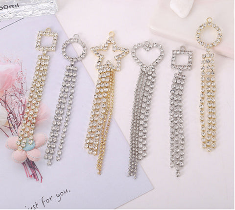 10 pcs / Crystal Earrings Connector Embellishments   E02