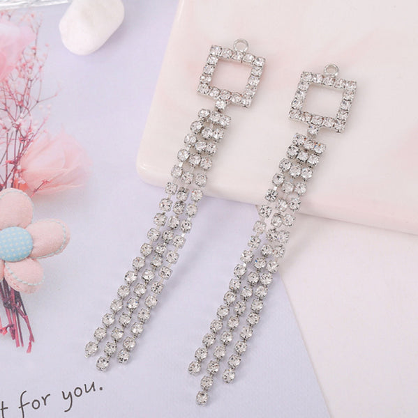 10 pcs / Crystal Earrings Connector Embellishments   E02