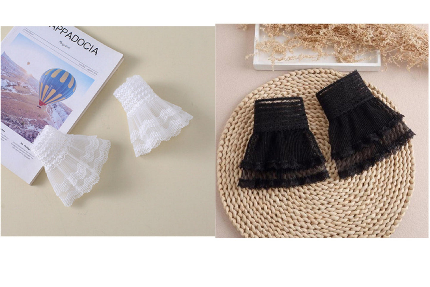 Off White Fake Lace Sleeve Cuffs, Fake Sleeve Cuffs, False Wrist Cuffs, Removable Wrist Cuffs SC003(K)