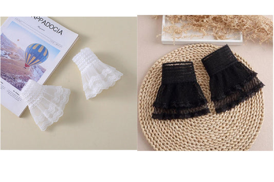Off White Fake Lace Sleeve Cuffs, Fake Sleeve Cuffs, False Wrist Cuffs, Removable Wrist Cuffs SC003(K)