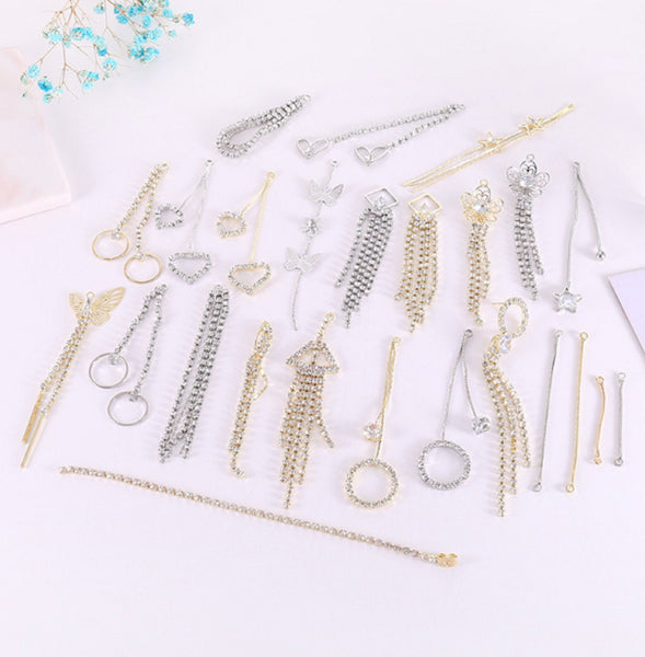 10 pcs / Crystal Earrings Connector Embellishments  E06