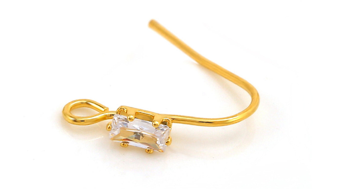 (EK112) 10 pcs / Gold Plated Crystal Hoop Earrings