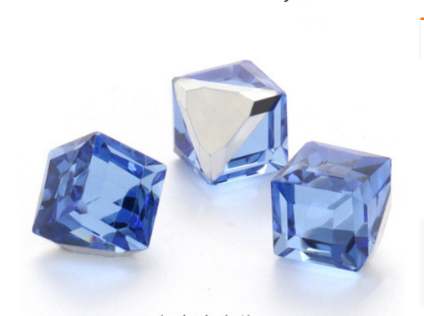 10 pcs / 8mm No Hole Faceted Glass Square Cut Beads