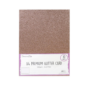 Dovecraft / 20 Sheets / Single Sided / A4 Premium Light Rose Gold Glitter Card 300gsm