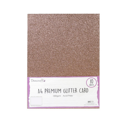 Dovecraft / 20 Sheets / Single Sided / A4 Premium Light Rose Gold Glitter Card 300gsm