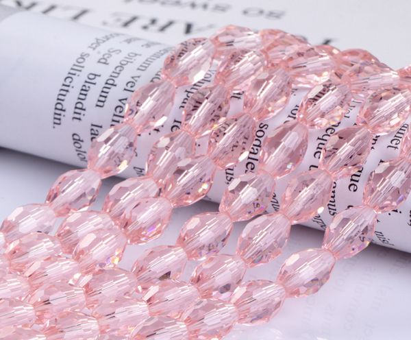 70 pcs / 6 x 8mm / Mix Oval Rice Crystal Beads