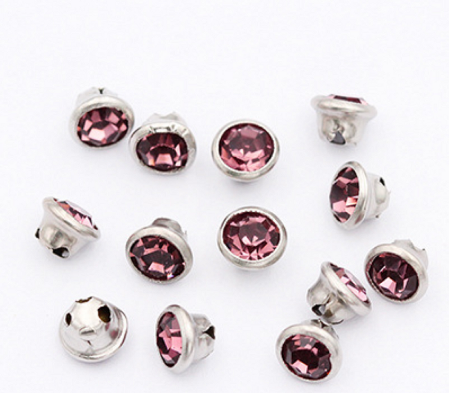 (S64S)  50 Pcs / 5mm Sew On Silver No Claw Round Rhinestone