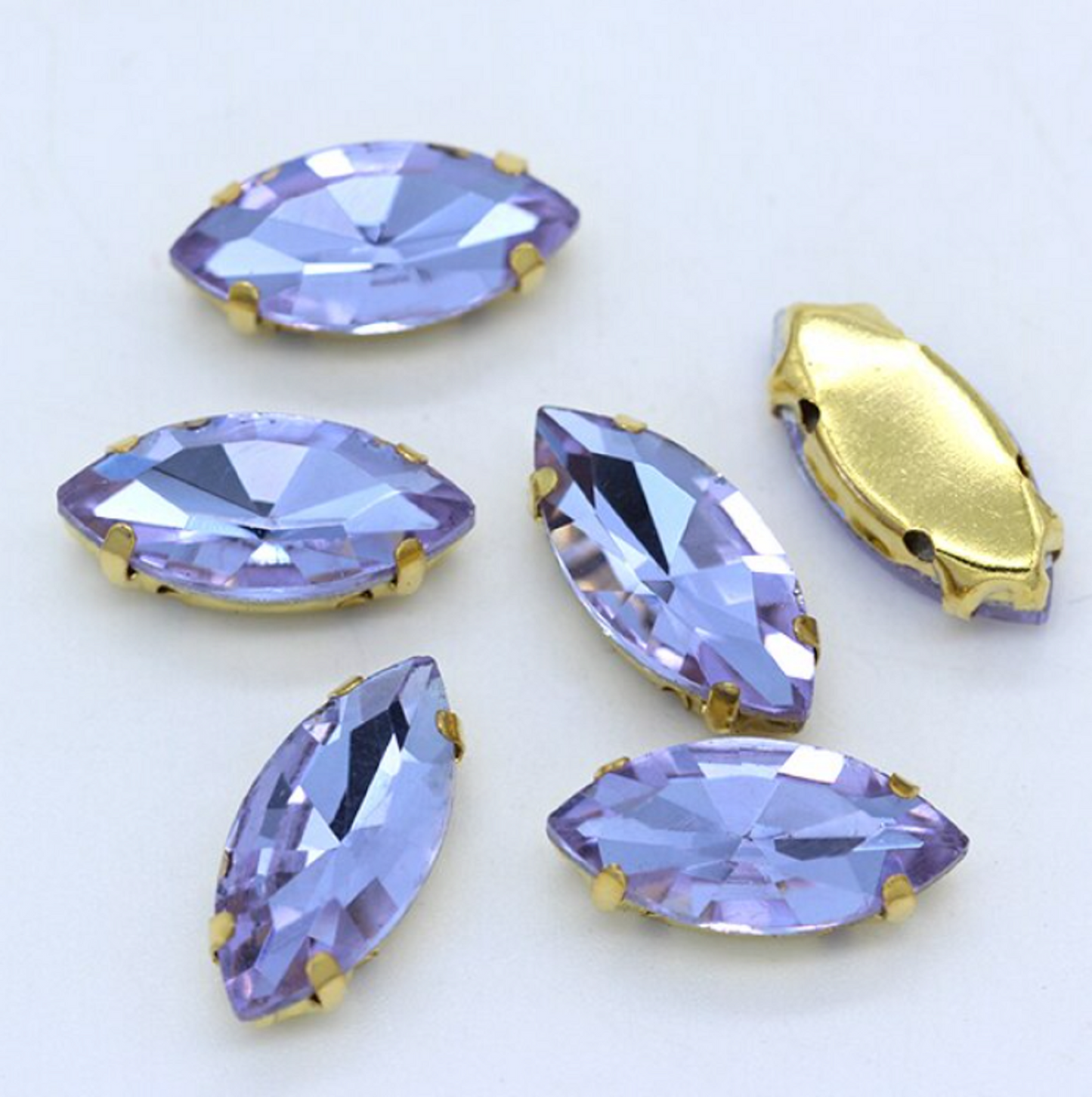 ( S18G)  50 Pcs / 10mm, 15mm / Sew On Gold Base Crystal Horse Eye