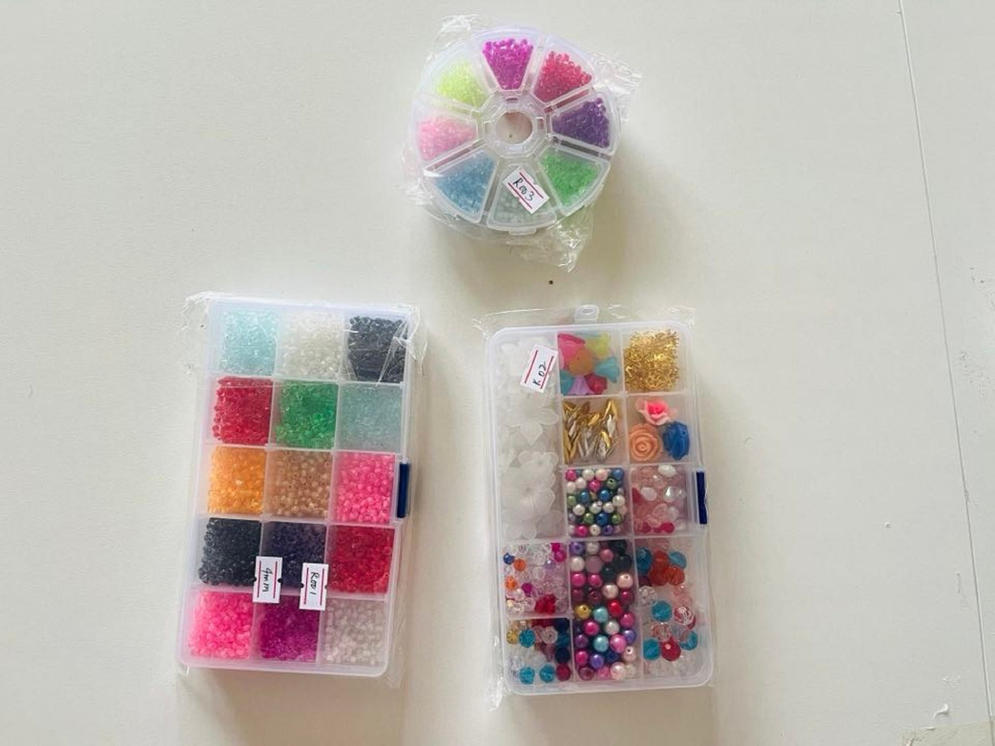 3 sets / Beads and Rice Bead Kits, Rice Beads