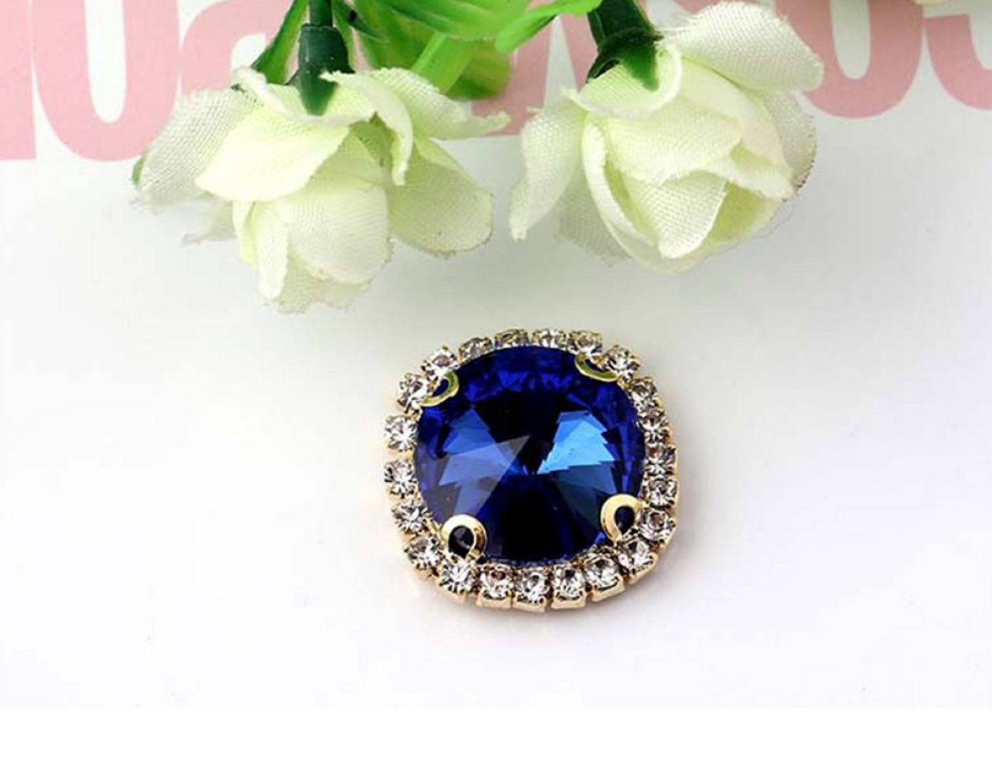 (S13G)  10 Pcs / 16mm, 18mm / Gold Sew On Square Rhinestone