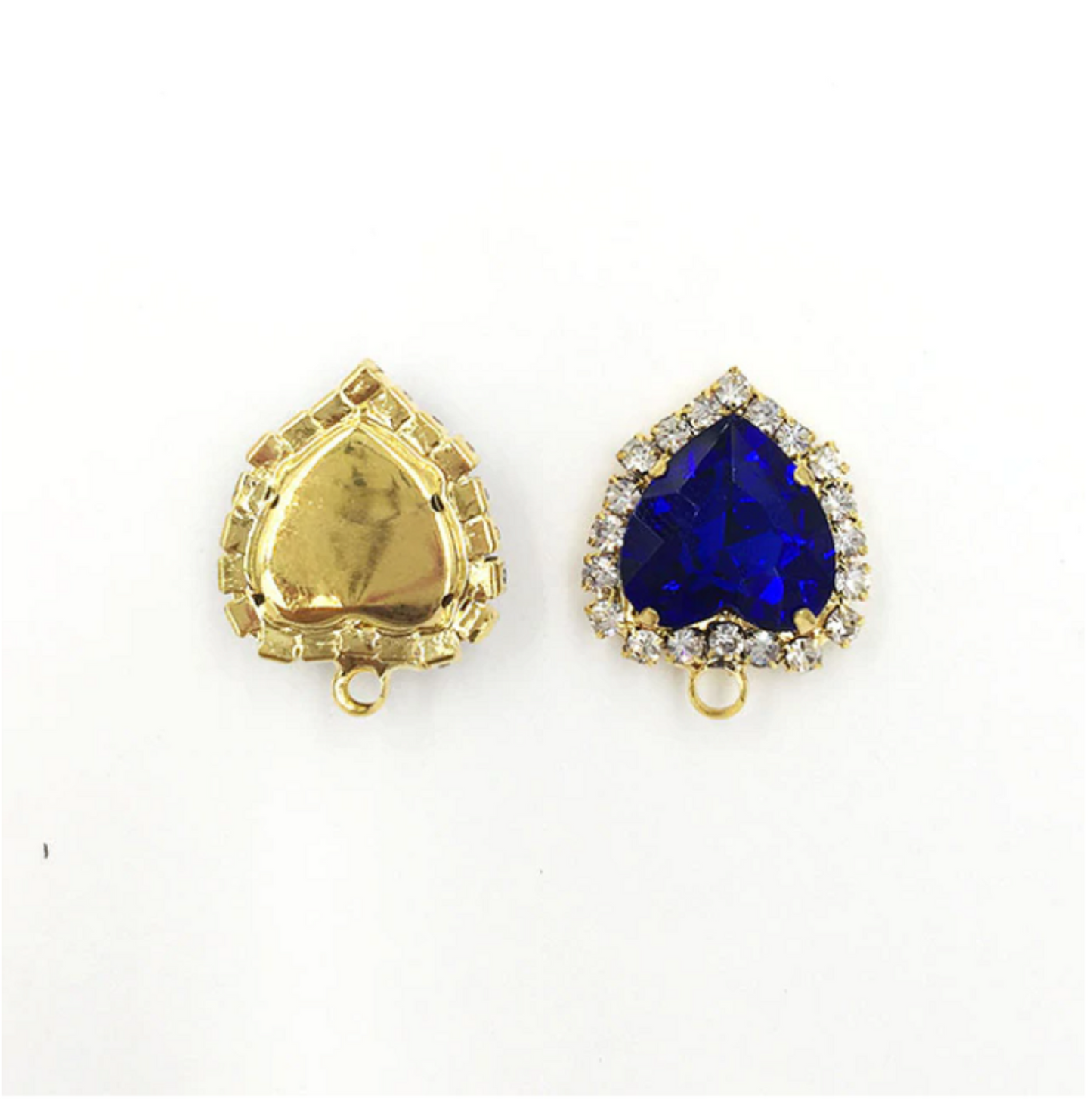 (P040G)  10 pcs / 12mm, 14mm / Gold base Crystal Heart with Single Loop