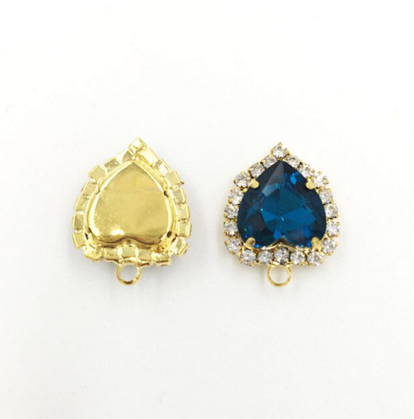 (P040G)  10 pcs / 12mm, 14mm / Gold base Crystal Heart with Single Loop