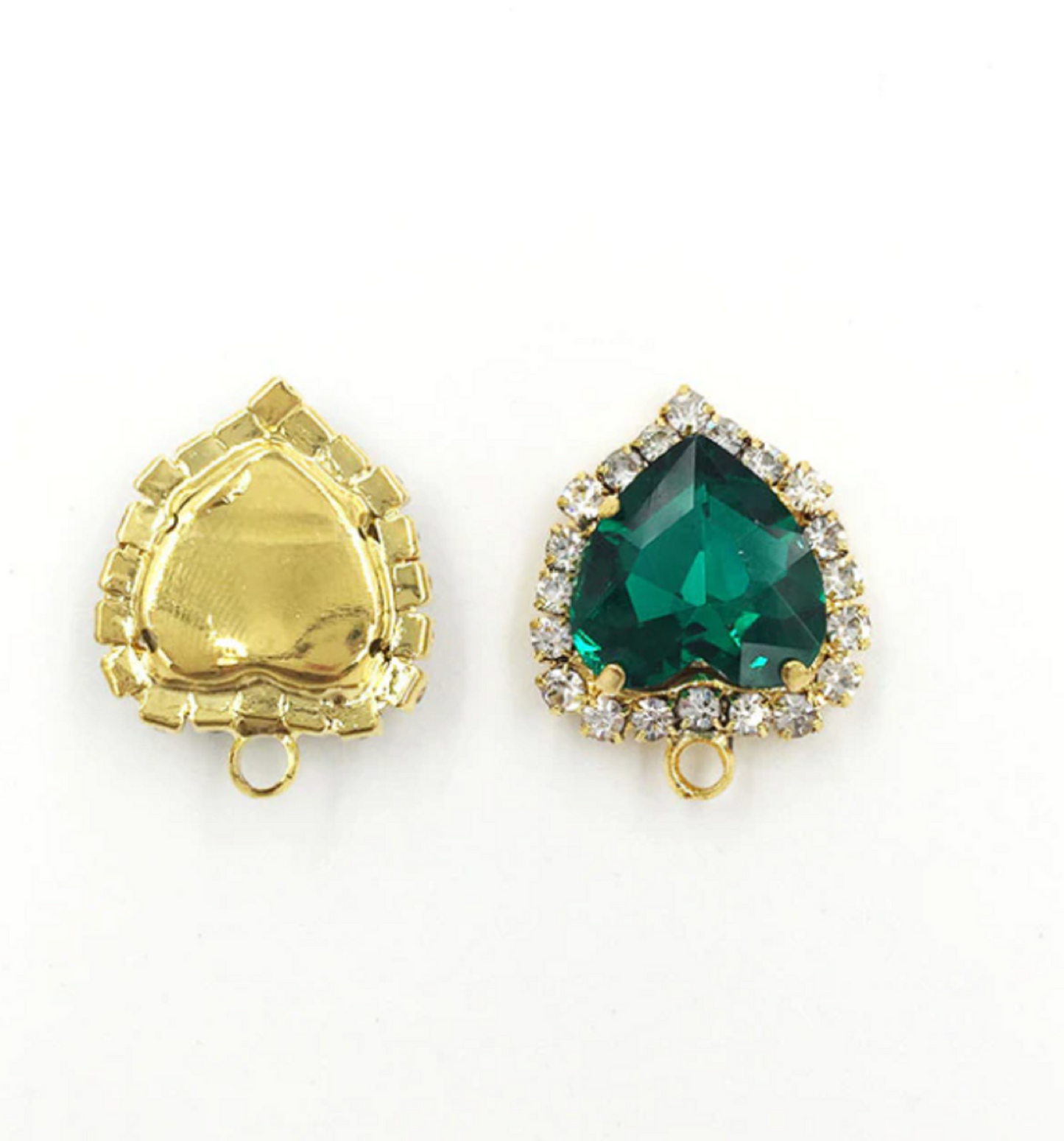 (P040G)  10 pcs / 12mm, 14mm / Gold base Crystal Heart with Single Loop