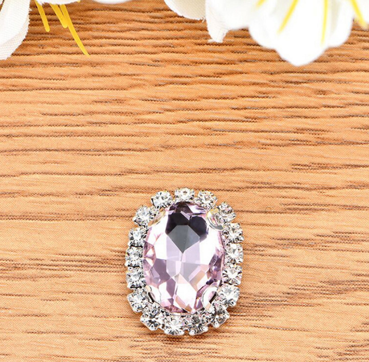 (S12S)  10 Pcs / 12 x 14mm / Silver Base Sew On Oval Crystal