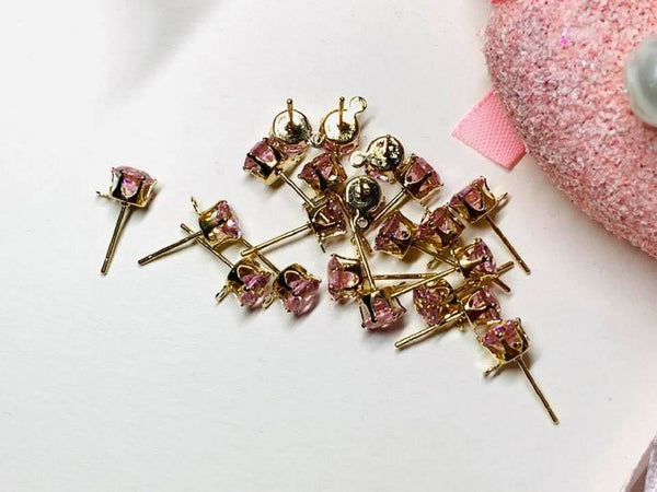 20 pcs / 4mm, 5mm, 6mm, 8mm / Zirconia Stud Earrings with Loops  E53