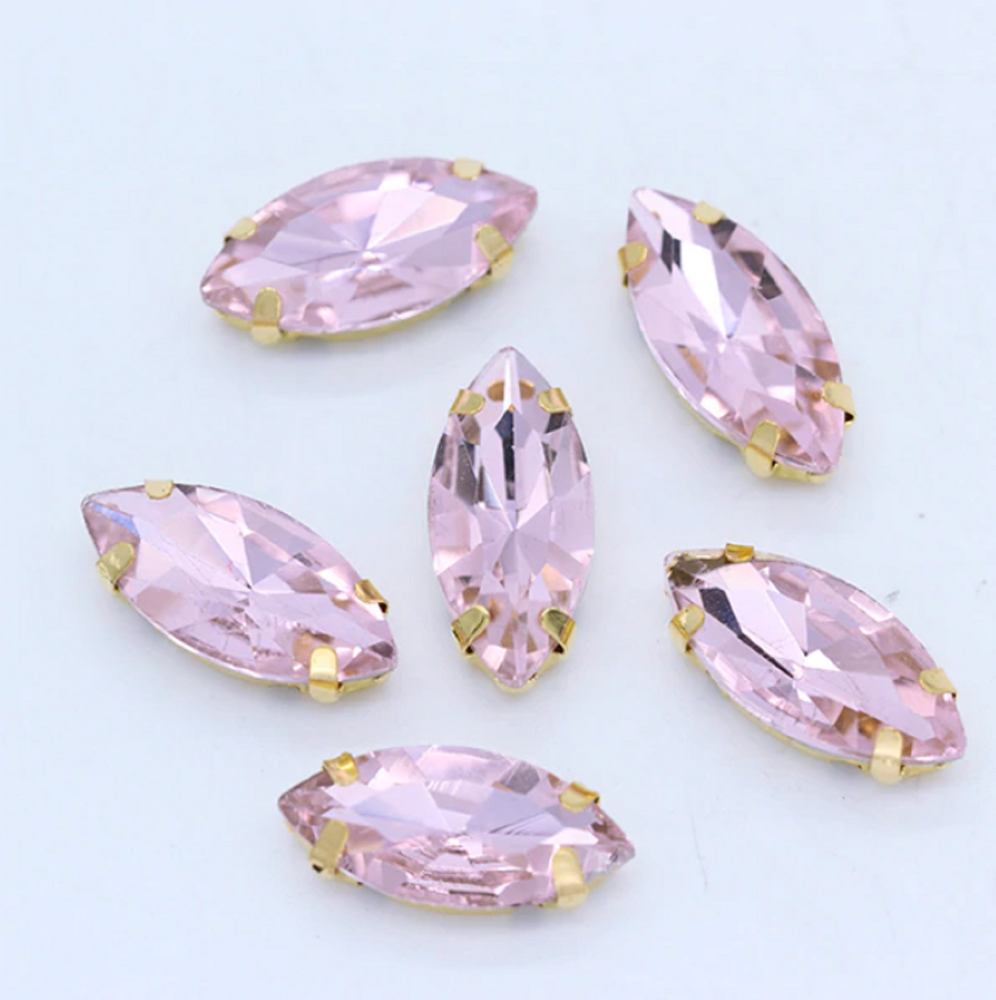 ( S18G)  50 Pcs / 10mm, 15mm / Sew On Gold Base Crystal Horse Eye