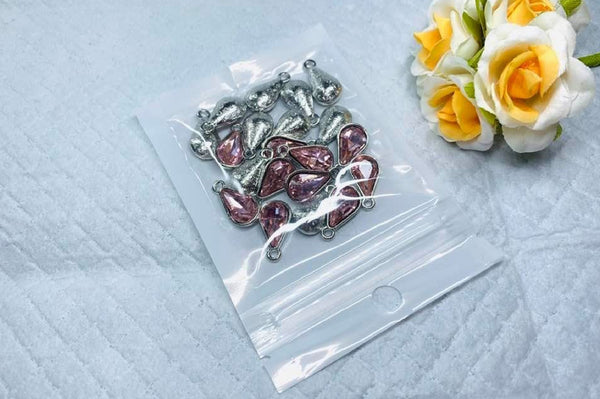 10 pcs / 8 x 13mm / Silver base Teardrop Glass crystal P044S