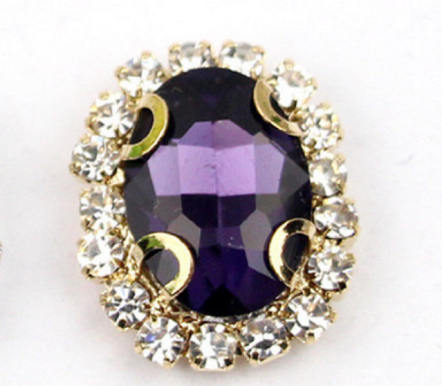 10 Pcs / 14 x 18mm / Gold Base Sew On Oval Crystal  S12G