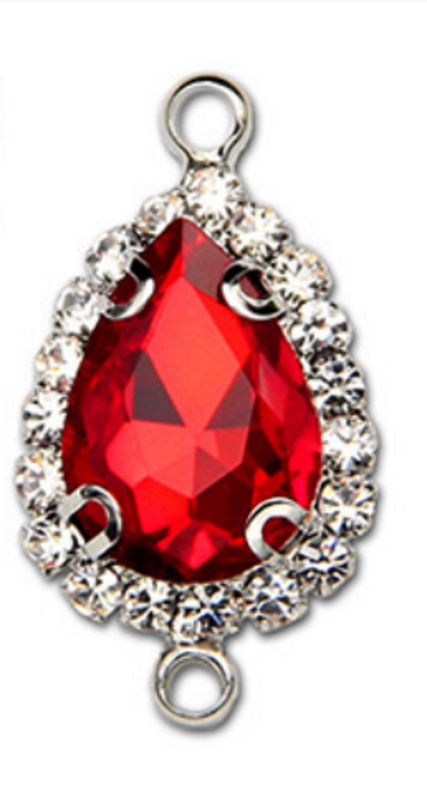 10 Pcs / Silver Base Rhinestone Teardrop Connector  C051S