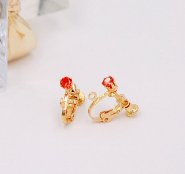 10 pcs / 4mm / Gold Plated Screw Back Crystal Earrings Hoop   EK34 (Gold)