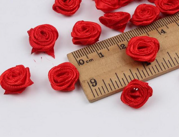 200 Pcs / Mini Satin Roses, Artificial Flowers for Cardmaking