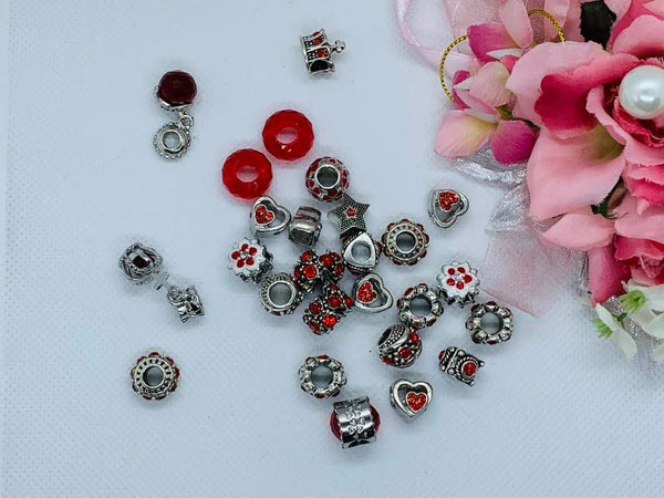 30 pcs Mixed Style Big Hole Tibetan Style Spacer Beads