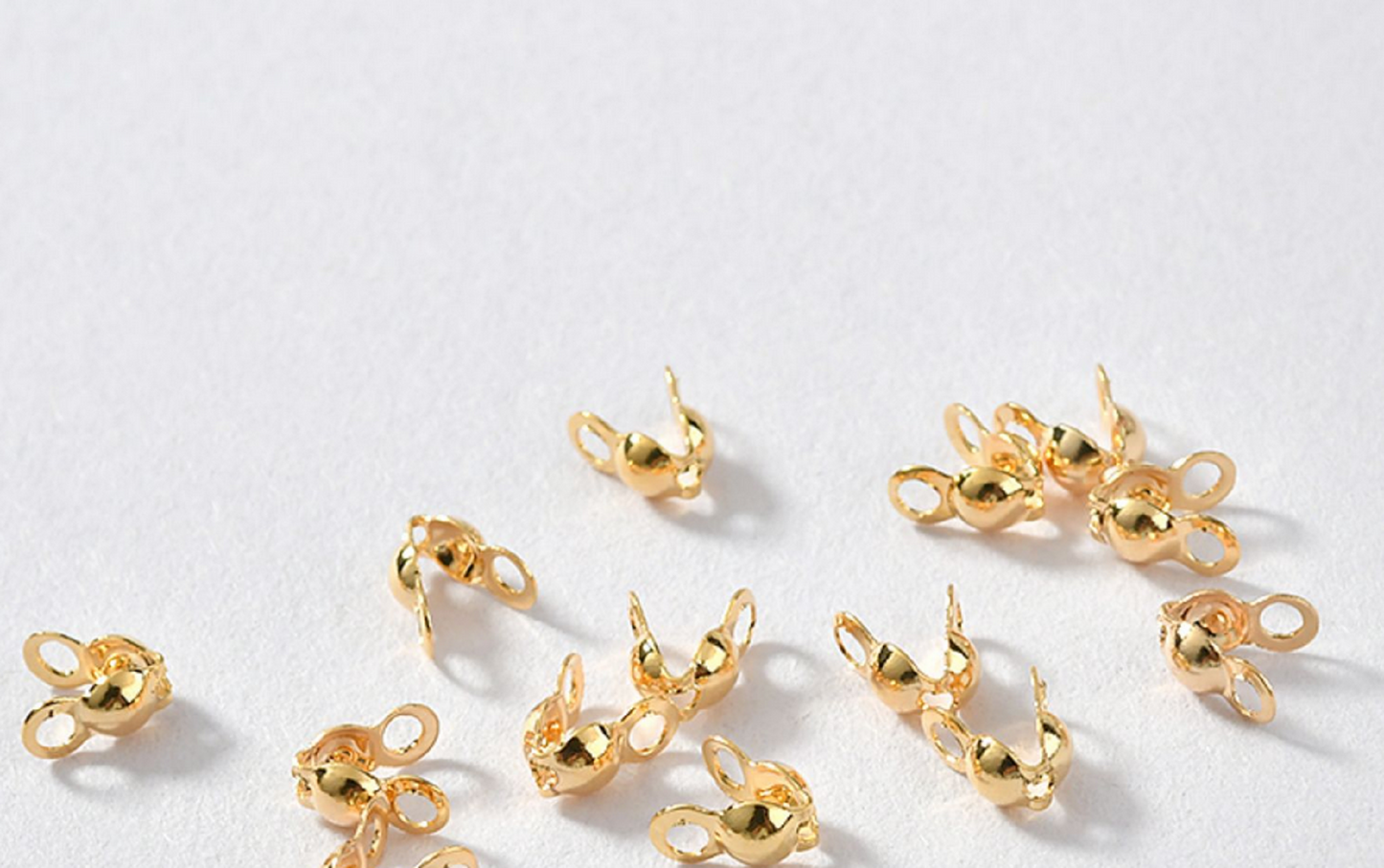 (EK002-5) 20 Pcs / 4mm x 3.5mm / Gold Plated Clamshell Calottes