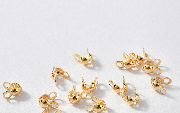 20 Pcs / 4mm x 3.5mm / Gold Plated Clamshell Calottes EK002-5