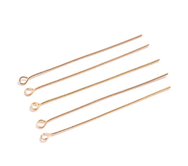 20 pcs x 07mm thick / Gold Plated Eye Head Pins  FK010 (Eye - 0.7mm)