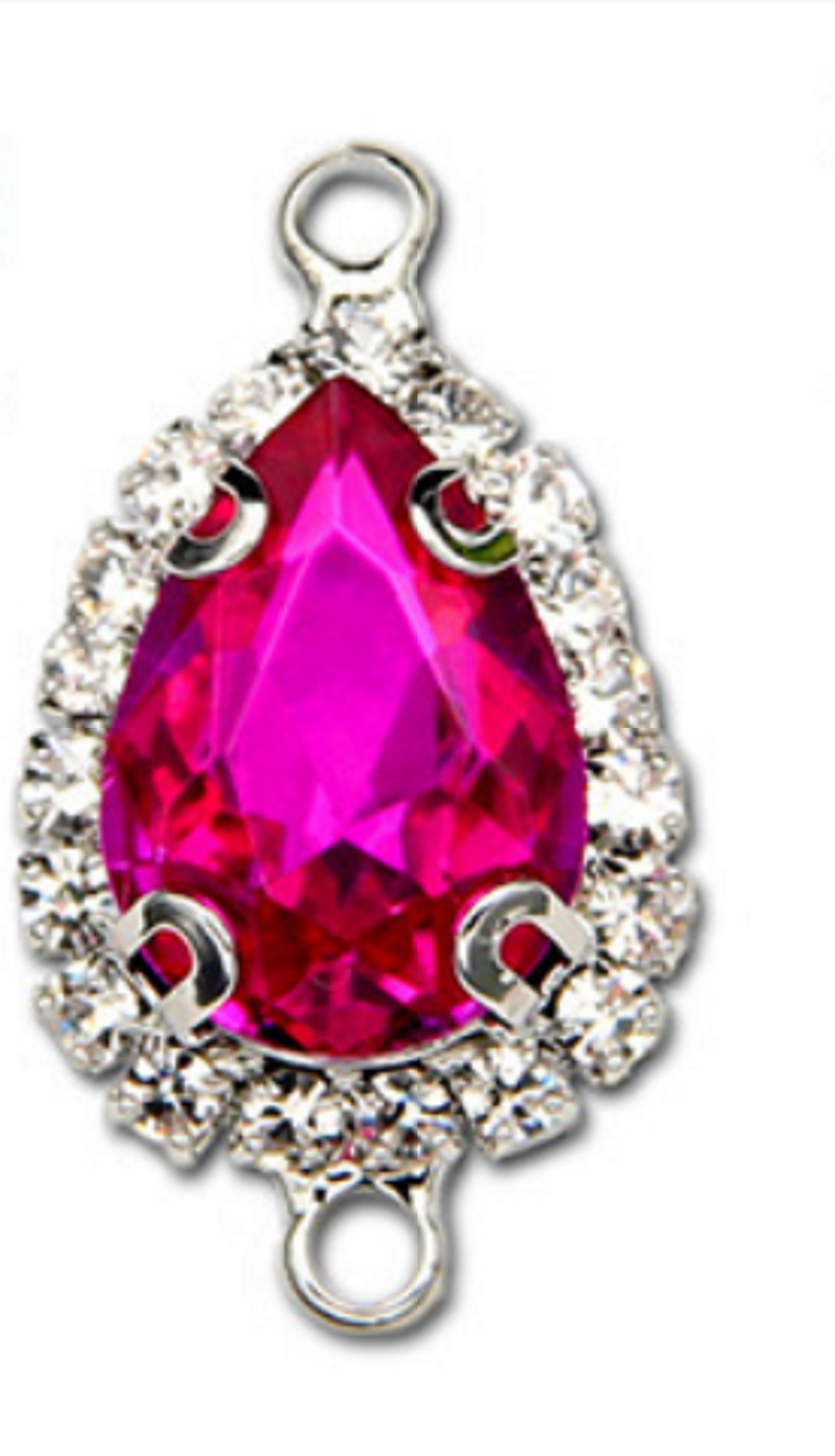 10 Pcs / Silver Base Rhinestone Teardrop Connector  C051S