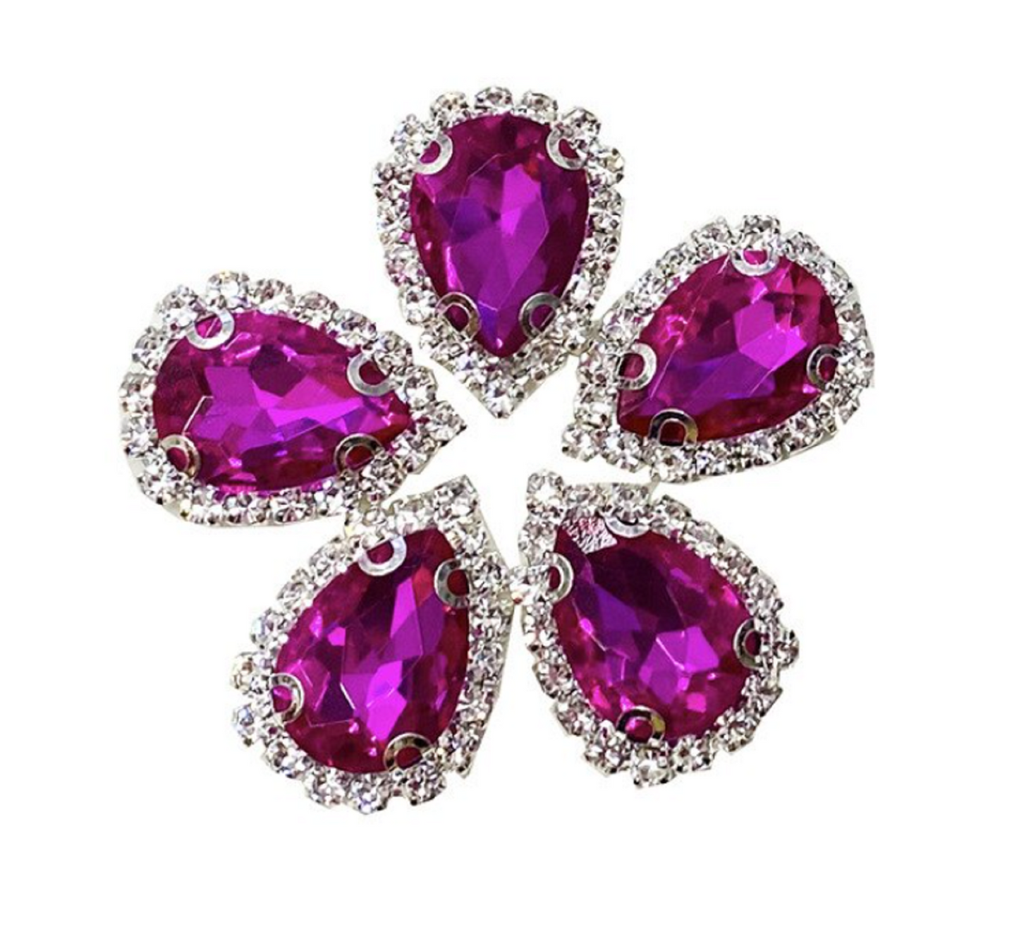 (S33S)  10 Pcs / Silver Base Sew On Rhinestone Teardrop Crystal