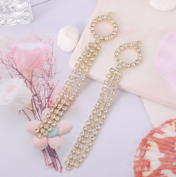 10 pcs / Crystal Earrings Connector Embellishments   E02