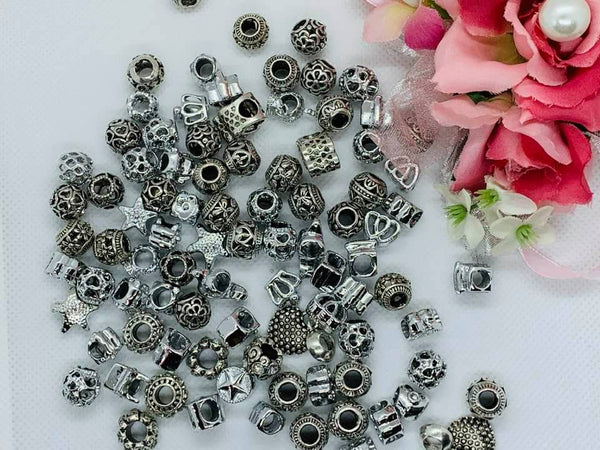 30 pcs Mixed Style Big Hole Tibetan Style Spacer Beads