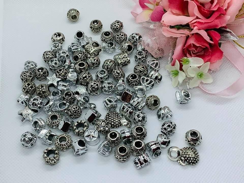 30 pcs Mixed Style Big Hole Tibetan Style Spacer Beads