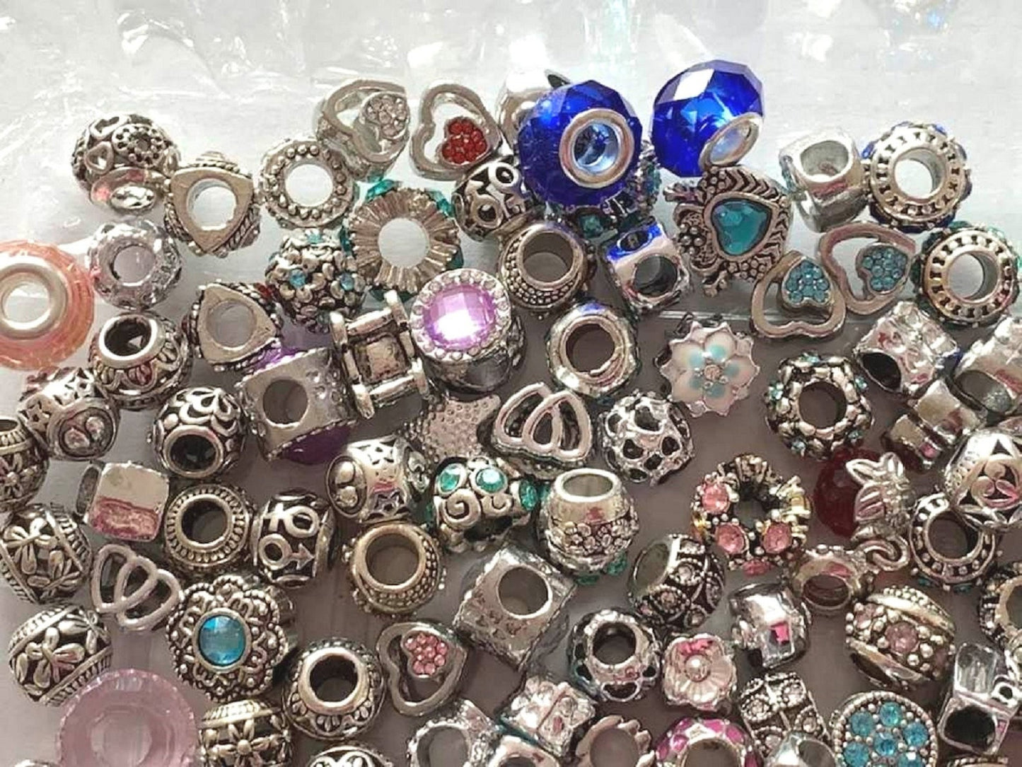 30 pcs Mixed Style Big Hole Tibetan Style Spacer Beads
