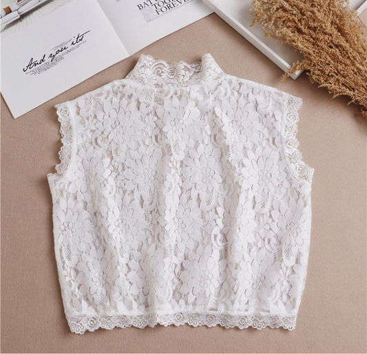 B657 / Off White Fake Lace Collar, False Collar, Removable Collar