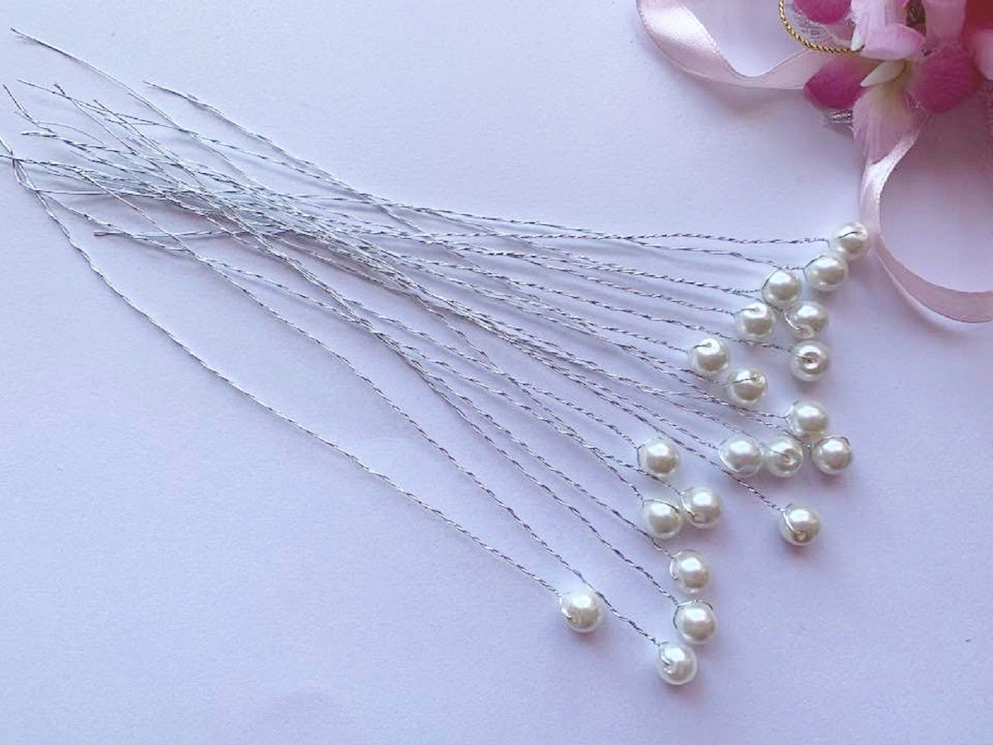 20 Stem / 8mm, 10mm, 12mm / Flower Pearl Bead Sprays  FS25