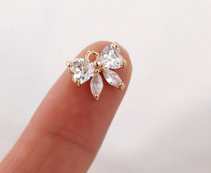 10 Pcs / Gold Plated / Crystal Butterfly Earring Charms   CK001