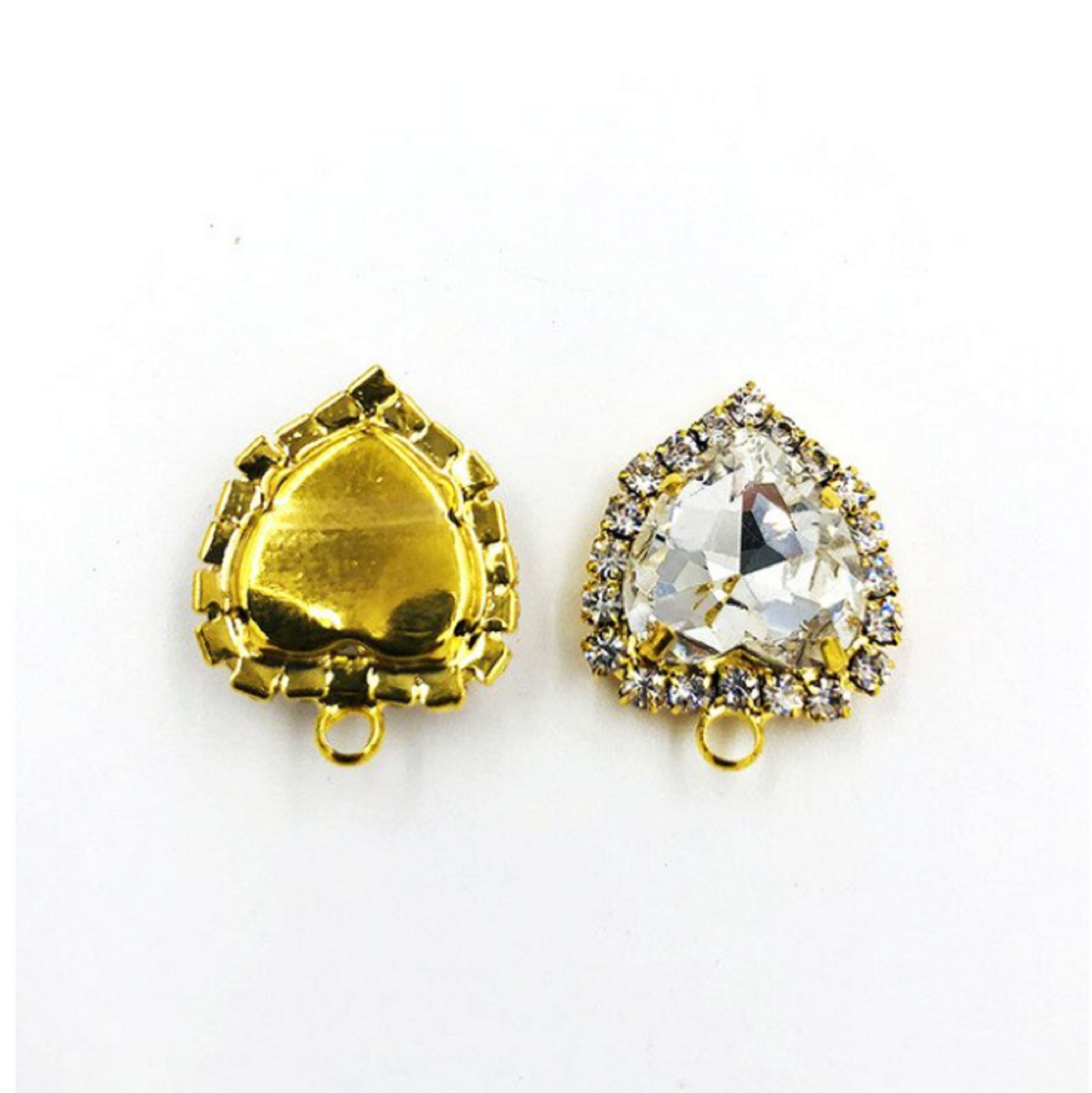 (P040G)  10 pcs / 12mm, 14mm / Gold base Crystal Heart with Single Loop