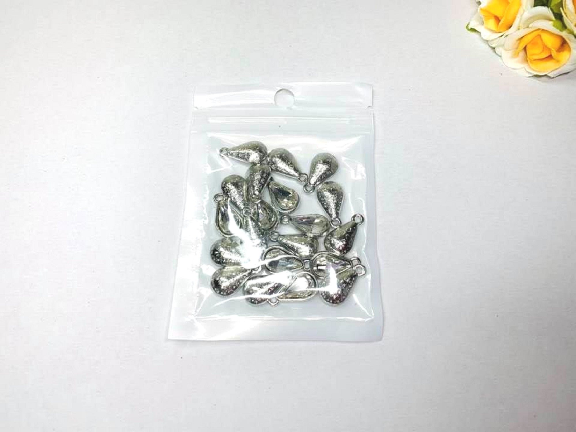 10 pcs / 8 x 13mm / Silver base Teardrop Glass crystal P044S