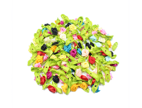 200 Pcs / Mini Satin Roses, Artificial Flowers for Cardmaking