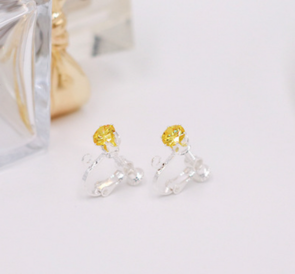 10 pcs / 4mm / Gold Plated Screw Back Crystal Earrings Hoop EK34 (Silver)